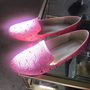 New Shoedazzle studded sparkly flats hot pink 8.5